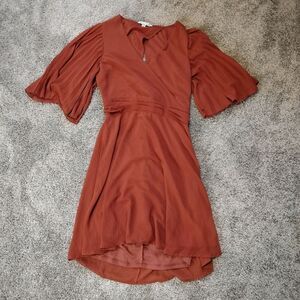 Haute Monde Burnt Orange Flowy Open Back Dress Sz M
